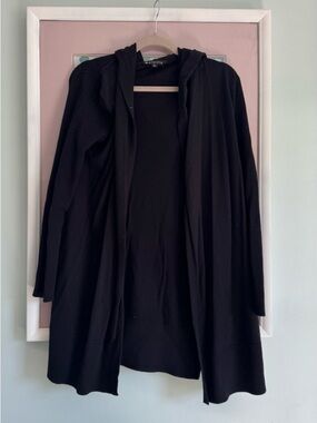 Athleta Black Open-Front Hooded Cardigan